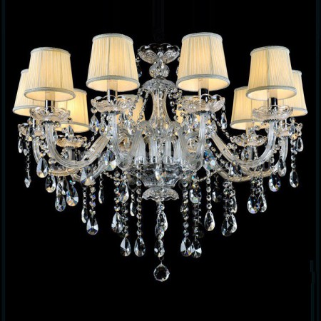 10 Light Modern Clear Candle Style Crystal Chandelier
