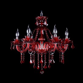 6 Light Red Candle Style Crystal Chandelier