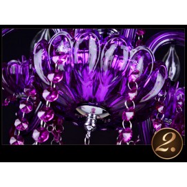 6 Light Purple Candle Style Crystal Chandelier