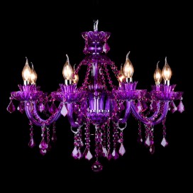 8 Light Purple Candle Style Crystal Chandelier