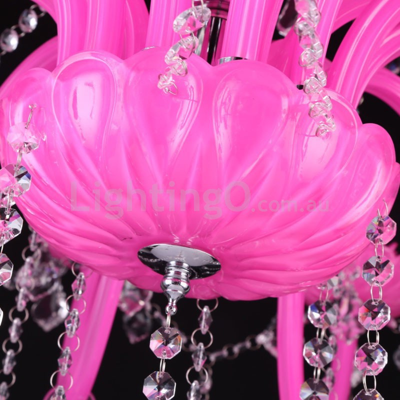 8 Light Pink Candle Style Crystal Chandelier LightingO Australia