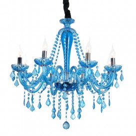 8 Light Blue Mediterranean Style Candle Style Crystal Chandelier