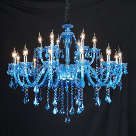 18 Light (12+6) 2 Tiers Blue Mediterranean Style Candle Style Crystal Chandelier