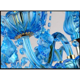 6 Light Blue Candle Style Crystal Chandelier
