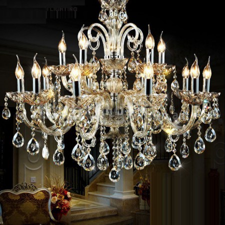 15 Light (10+5) 2 Tiers Cognac Colour Candle Style Crystal Chandelier