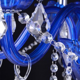 6 Light Blue Mediterranean Style Candle Style Crystal Chandelier