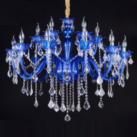 18 Light (12+6) 2 Tiers Blue Mediterranean Style Candle Style Crystal Chandelier