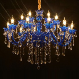 18 Light (12+6) 2 Tiers Blue Mediterranean Style Candle Style Crystal Chandelier