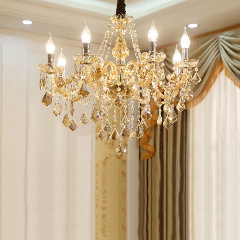 8 Light Cognac Colour Candle Style Crystal Chandelier LightingO