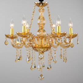 6 Light Amber Candle Style Crystal Chandelier