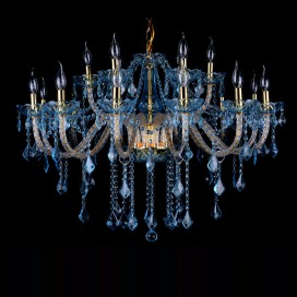 18 Light (12+6) 2 Tiers Blue Candle Style Crystal Chandelier