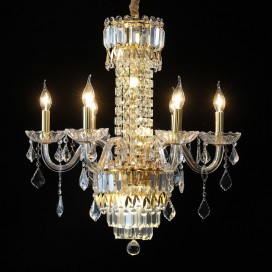 6 Light Gold Candle Style Crystal Chandelier