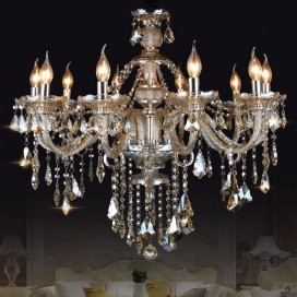 10 Light Cognac Colour Candle Style Crystal Chandelier