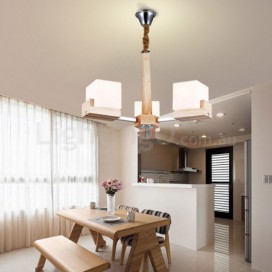 3 Light Single Tier Wooden Modern/ Contemporary Chandelier