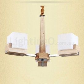 3 Light Single Tier Wooden Modern/ Contemporary Chandelier