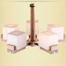 5 Light Single Tier Wooden Modern/ Contemporary Chandelier