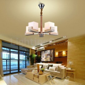 5 Light Single Tier Wooden Modern/ Contemporary Chandelier