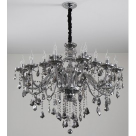 18 Light (12+6) 2 Tiers Gray Candle Style Crystal Chandelier