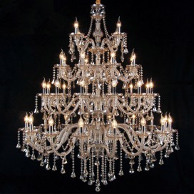 40 Light (16+12+8+4) 4 Tiers Cognac Colour Huge Candle Style Crystal Chandelier