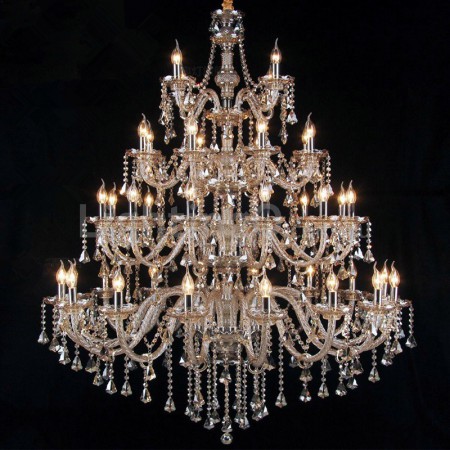 40 Light (16+12+8+4) 4 Tiers Cognac Colour Huge Candle Style Crystal Chandelier