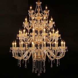 40 Light (16+12+8+4) 4 Tiers Gold Colour Huge Candle Style Crystal Chandelier