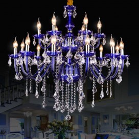 18 Light (12+6) 2 Tiers Blue Mediterranean Style Candle Style Crystal Chandelier