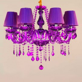 8 Light Purple Candle Style Crystal Chandelier