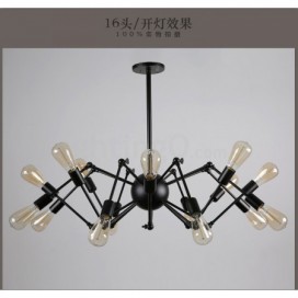 Black Retro Vintage Metal 8 Light Single Tier Chandelier