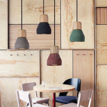 Single Light Modern/ Contemporary Multi Colors Wood Cement Pendant Light