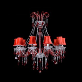 10 Light Red Candle Style Crystal Chandelier
