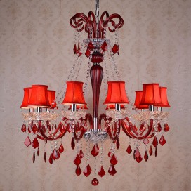 10 Light Red Candle Style Crystal Chandelier