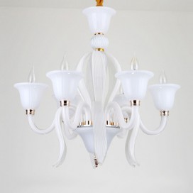 6 Light White Candle Style Crystal Chandelier