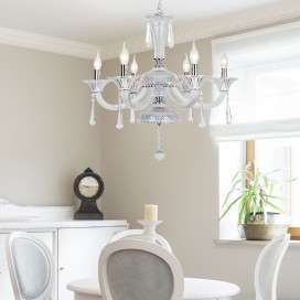 6 Light Clear Candle Style Crystal Chandelier