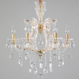 6 Light Gold Candle Style Crystal Chandelier