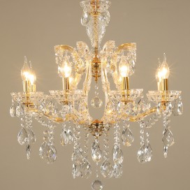 8 Light Gold Candle Style Crystal Chandelier