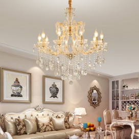 10 Light Gold Candle Style Crystal Chandelier