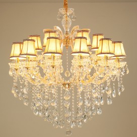 15 Light (10+5) 2 Tiers Gold Candle Style Crystal Chandelier