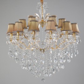 18 Light (12+6) 2 Tiers Gold Candle Style Crystal Chandelier