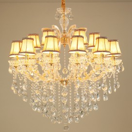 18 Light (12+6) 2 Tiers Gold Candle Style Crystal Chandelier