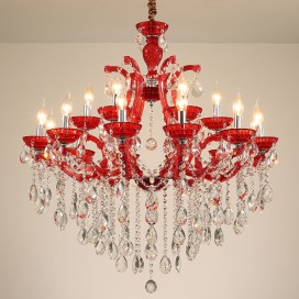 18 Light (12+6) 2 Tiers Red Candle Style Crystal Chandelier