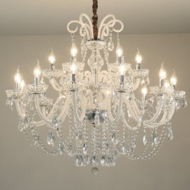 18 Light (12+6) 2 Tiers Clear Candle Style Crystal Chandelier