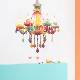 6 Light Multi Colours Macaron Kids Room Candle Style Crystal Chandelier