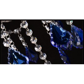 8 Light Gold Blue Candle Style Crystal Chandelier