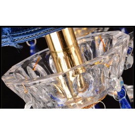 18 Light (12+6) 2 Tiers Gold Blue Candle Style Crystal Chandelier