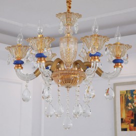 6 Light Champagne Candle Style Crystal Chandelier