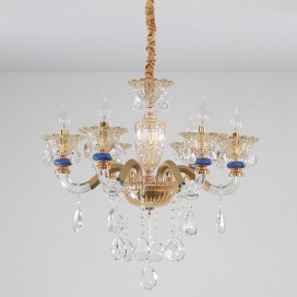 6 Light Champagne Candle Style Crystal Chandelier