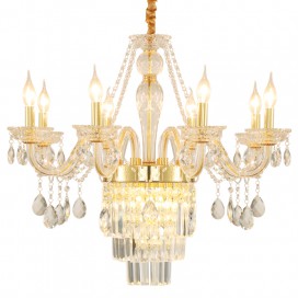 8 Light Gold Silver Candle Style Crystal Chandelier