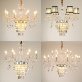 8 Light Gold Silver Candle Style Crystal Chandelier