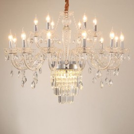 18 Light (12+6) 2 Tiers Gold Silver Candle Style Crystal Chandelier