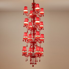16 Light (4+4+4+4) 4 Tiers Red Candle Style Crystal Chandelier
